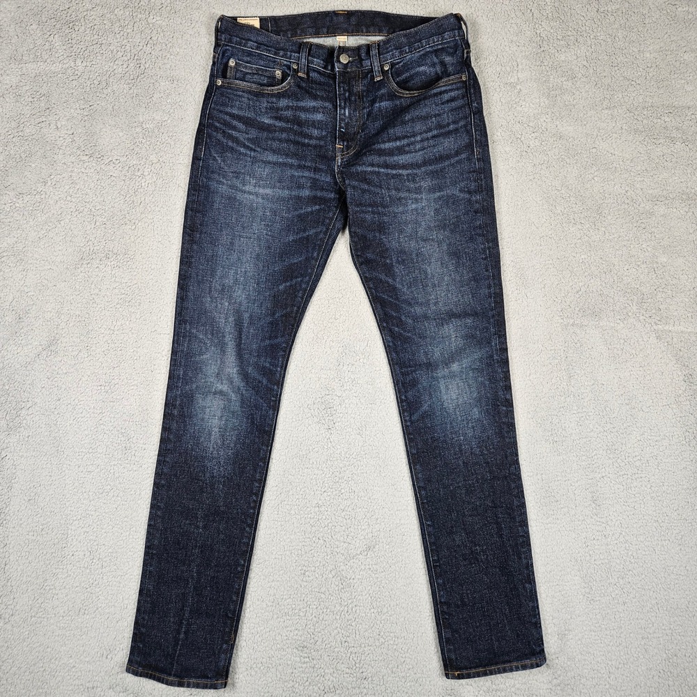 J.Crew (Mens 33x34) Dark Blue Wash Jeans 484 Slim Kurabo Japanese Stretch Denim‎